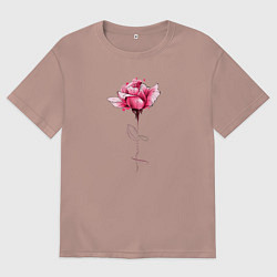 Футболка оверсайз женская Роза с надписью FAMILY, цвет: пыльно-розовый