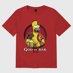 Футболка оверсайз женская Homer god of bar, цвет: красный