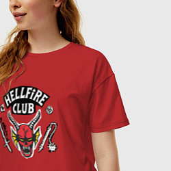 Футболка оверсайз женская Hellfire Club Sticker Stranger Things 4, цвет: красный — фото 2