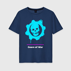 Футболка оверсайз женская Gears of War в неоновых цветах, цвет: тёмно-синий