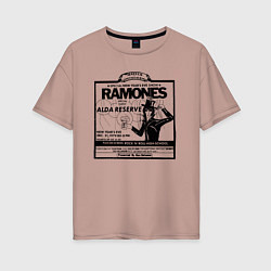 Футболка оверсайз женская Live at the Palladium, NY - Ramones, цвет: пыльно-розовый
