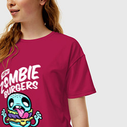 Футболка оверсайз женская Zombie burgers Зомби-бургеры, цвет: маджента — фото 2