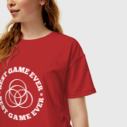 Футболка оверсайз женская Символ Elden Ring и круглая надпись Best Game Ever, цвет: красный — фото 2