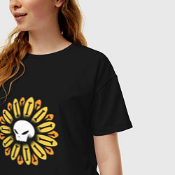 Футболка оверсайз женская Череп Подсолнух Sunflower Skull, цвет: черный — фото 2