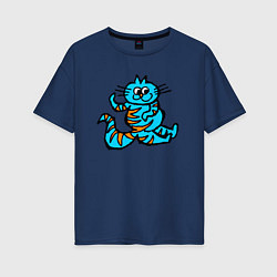 Футболка оверсайз женская Синий котенок, цвет: тёмно-синий