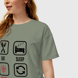 Футболка оверсайз женская Eat Sleep The Witcher Repeat, цвет: авокадо — фото 2