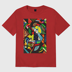 Футболка оверсайз женская Daughter in a Rocker Девочка - абстракция, цвет: красный