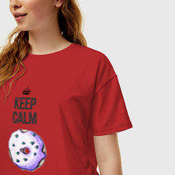 Футболка оверсайз женская Keep calm and eat ponchik, цвет: красный — фото 2