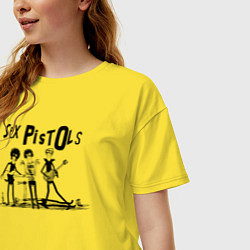 Футболка оверсайз женская Арт на группу Sex Pistols, цвет: желтый — фото 2