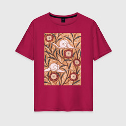 Футболка оверсайз женская Samarkande Art Nouveau Flower Pattern Цветочный ор, цвет: маджента