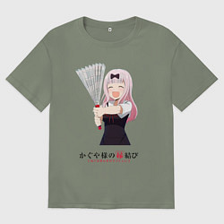 Женская футболка оверсайз Госпожа Кагуя Love is war Синомия с веером