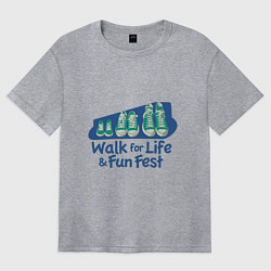 Футболка оверсайз женская WALK FOR LIFE FUN FEST, цвет: меланж