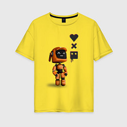 Футболка оверсайз женская Оранжевый робот с логотипом LDR, цвет: желтый