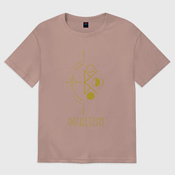 Футболка оверсайз женская Руническая вязь - Оккультизм, цвет: пыльно-розовый