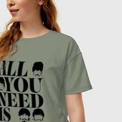 Футболка оверсайз женская ALL YOU NEED IS LOVE THE BEATLES, цвет: авокадо — фото 2