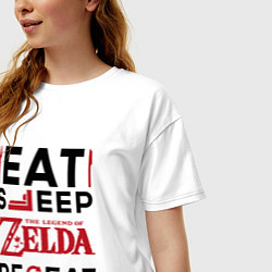 Футболка оверсайз женская Надпись: Eat Sleep Zelda Repeat, цвет: белый — фото 2