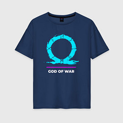 Футболка оверсайз женская Символ God of War в неоновых цветах, цвет: тёмно-синий
