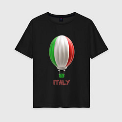 Футболка оверсайз женская 3d aerostat Italy flag, цвет: черный