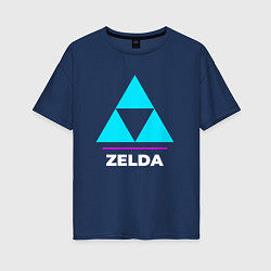 Футболка оверсайз женская Символ Zelda в неоновых цветах, цвет: тёмно-синий