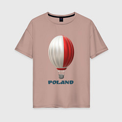 Женская футболка оверсайз 3d aerostat Polish flag