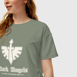 Футболка оверсайз женская Темные ангелы лого винтаж, цвет: авокадо — фото 2