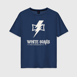 Футболка оверсайз женская Белые шрамы лого винтаж, цвет: тёмно-синий
