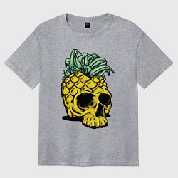 Футболка оверсайз женская Череп-ананас Лето, цвет: меланж