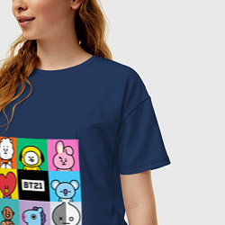 Футболка оверсайз женская BT21 BTS к-поп, цвет: тёмно-синий — фото 2