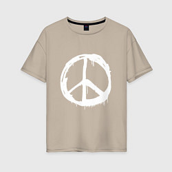 Футболка оверсайз женская Pacific symbol white, цвет: миндальный