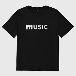 Футболка оверсайз женская MUSIC с Клавишами Фортепиано, цвет: черный