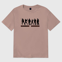 Футболка оверсайз женская VHS MOVIE HEROES first ver, цвет: пыльно-розовый