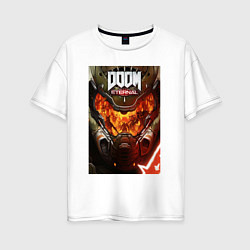 Футболка оверсайз женская Doom eternal - poster, цвет: белый