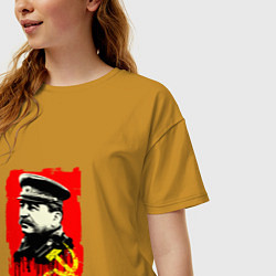 Футболка оверсайз женская СССР - Сталин, цвет: горчичный — фото 2