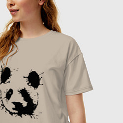 Футболка оверсайз женская Прикольный панда - клякса, цвет: миндальный — фото 2