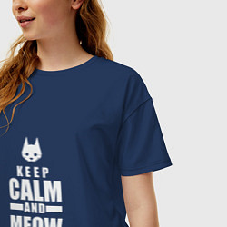 Футболка оверсайз женская Stray - Keep Calm, цвет: тёмно-синий — фото 2