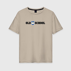 Футболка оверсайз женская Old school, шеврон старой школы, цвет: миндальный