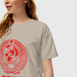 Футболка оверсайз женская Герб СССР: Советский союз, цвет: миндальный — фото 2