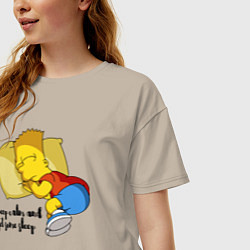 Футболка оверсайз женская Успокойся и немного поспи - Барт Симпсон, цвет: миндальный — фото 2