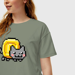 Футболка оверсайз женская Нян Коин Кэт, цвет: авокадо — фото 2
