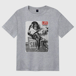 Футболка оверсайз женская LIFE NEWS:monkeys, цвет: меланж