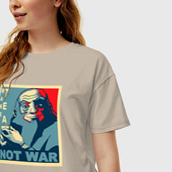 Футболка оверсайз женская Make tea, not war, цвет: миндальный — фото 2