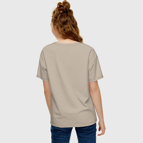 Женская футболка оверсайз Лисица: обнимашки / Миндальный – фото 4