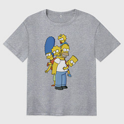 Футболка оверсайз женская Прикольная семейка Симпсонов, цвет: меланж