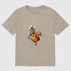 Футболка оверсайз женская Белка против пьянства, цвет: миндальный