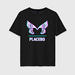 Футболка оверсайз женская Placebo glitch rock, цвет: черный