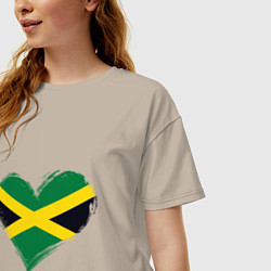 Футболка оверсайз женская Сердце - Ямайка, цвет: миндальный — фото 2