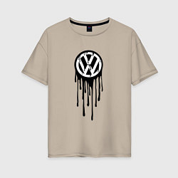 Футболка оверсайз женская Volkswagen - art logo, цвет: миндальный