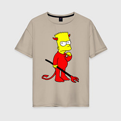 Футболка оверсайз женская Bart Simpson - devil, цвет: миндальный