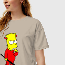 Футболка оверсайз женская Bart Simpson - devil, цвет: миндальный — фото 2