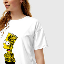 Футболка оверсайз женская Барт Симпсон - Tattoo style, цвет: белый — фото 2
